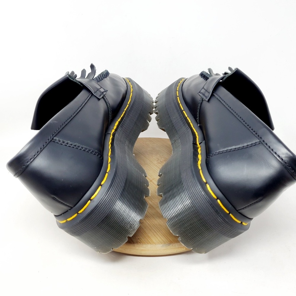 Dr. Martens Black Leather Platform Tassel Loafers with Yellow Stitch - Picture 10 of 14